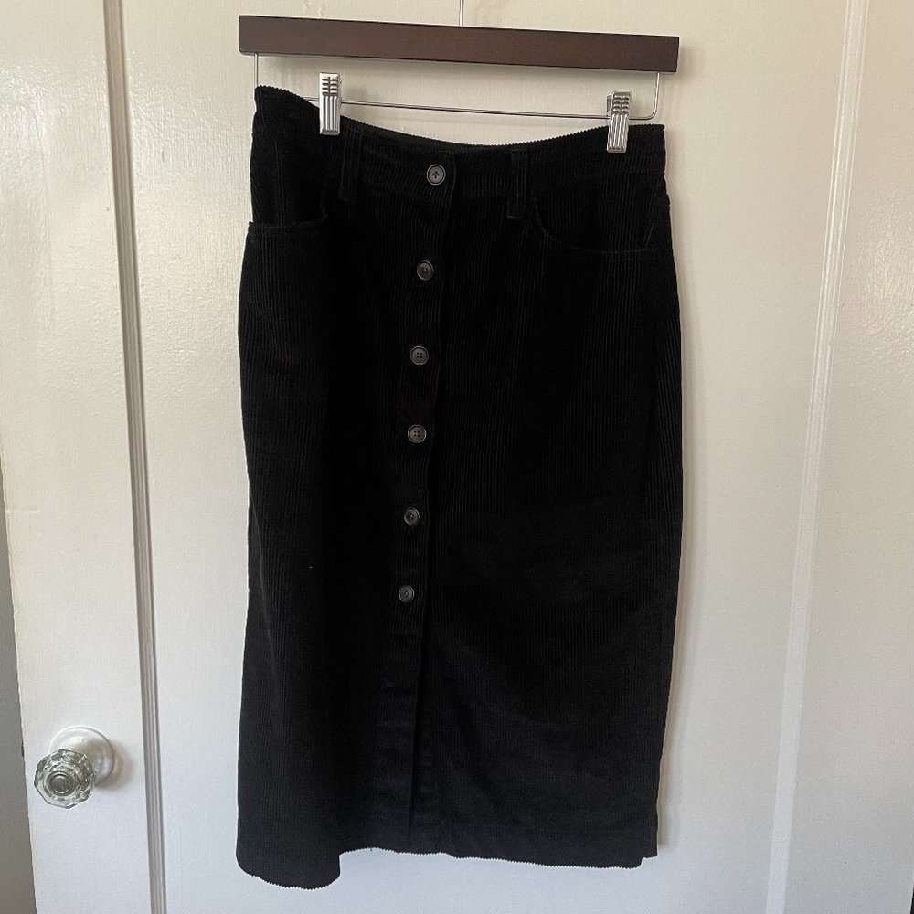 Gap Black Corduroy Midi Skirt